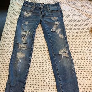 American eagle low rise size 0 distressed jeans